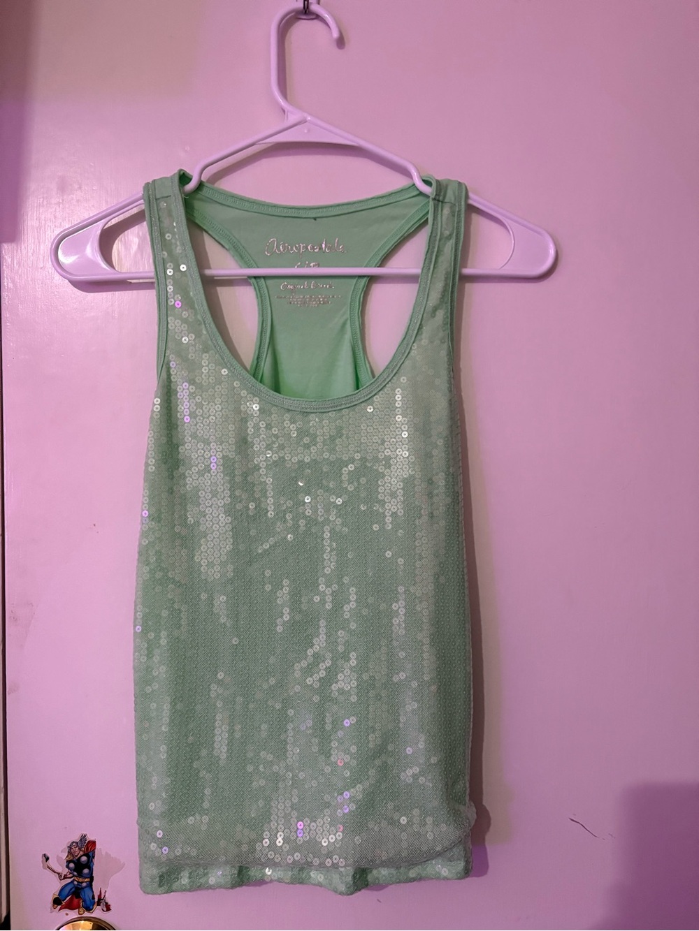 Aeropostale Mint Green Sequin Racerback Tank